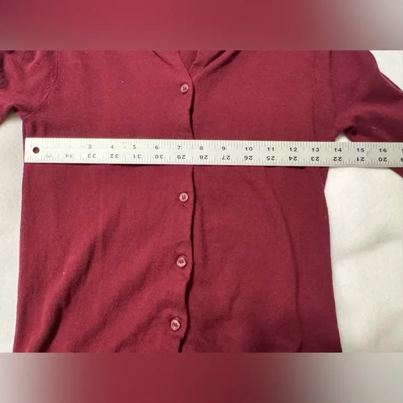 J. Crew Maroon Cardigan Sweater Classic Knit Size XXS - Picture 4 of 8